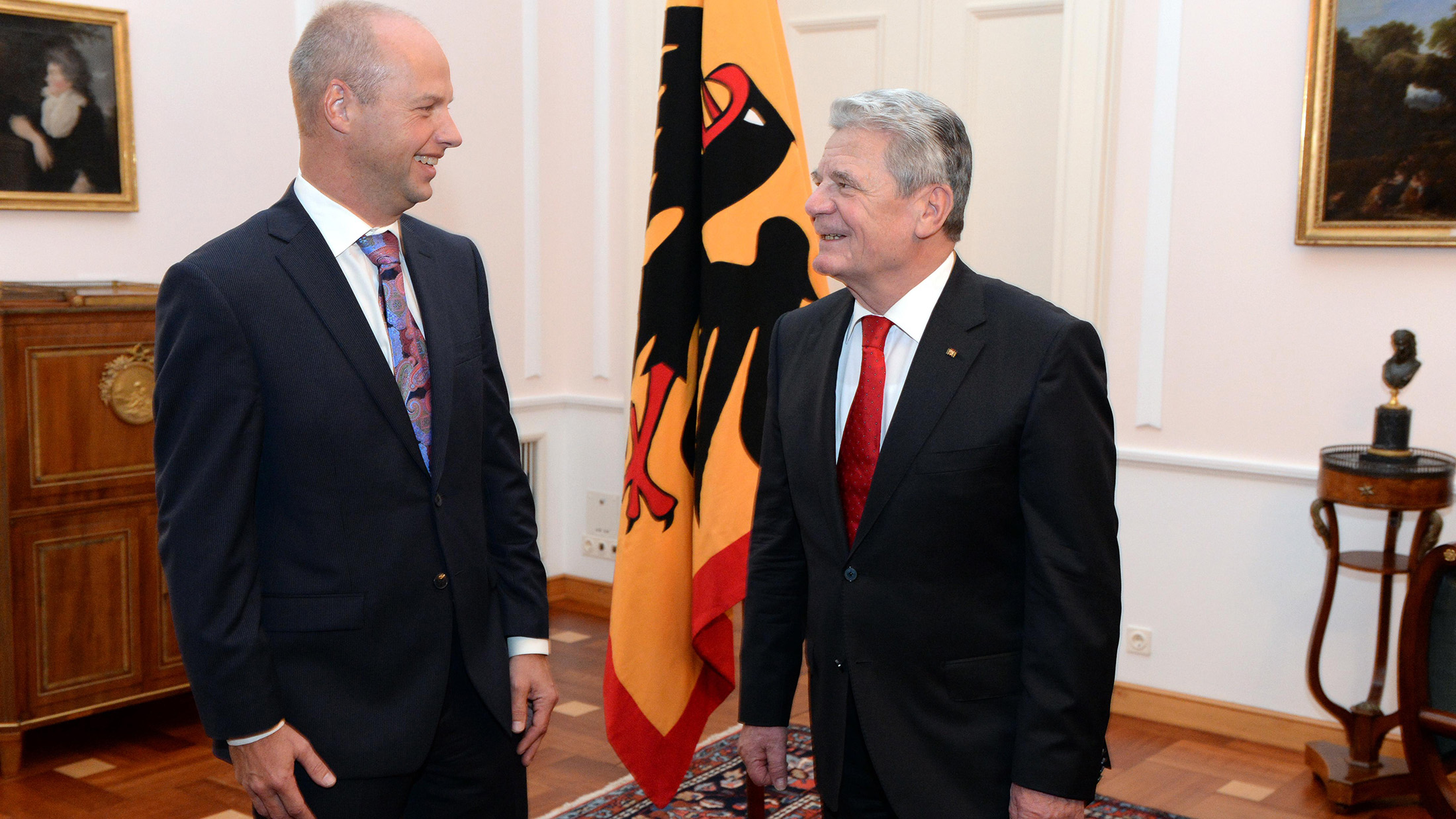 Sebastian Thrun und Bundespräsident Joachim Gauck (Foto. David Ausserhofer)