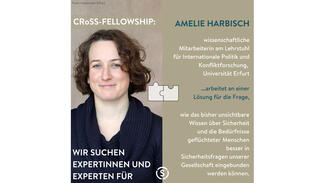 Amelie Harbisch arbeitet an einer Lösung für die Frage, wie das bisher unsichtbare Wissen über Sicherheit und und die Bedürfnisse geflüchteter Menschen besser in Sicherheitsfragen unsere Gesellschaft eingebunden werden können. (Foto: Universität Erfurt)
