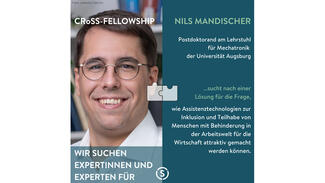 Nils Mandischer arbeitet an einer Lösung für die Frage, wie Assitenztechnologien zur Inklusion und Teilhabe von Menschen mit Behinderung in der Arbeitswelt für die Wirtschaft attraktiver gemacht werden können. (Foto: Johanna Oelrich)